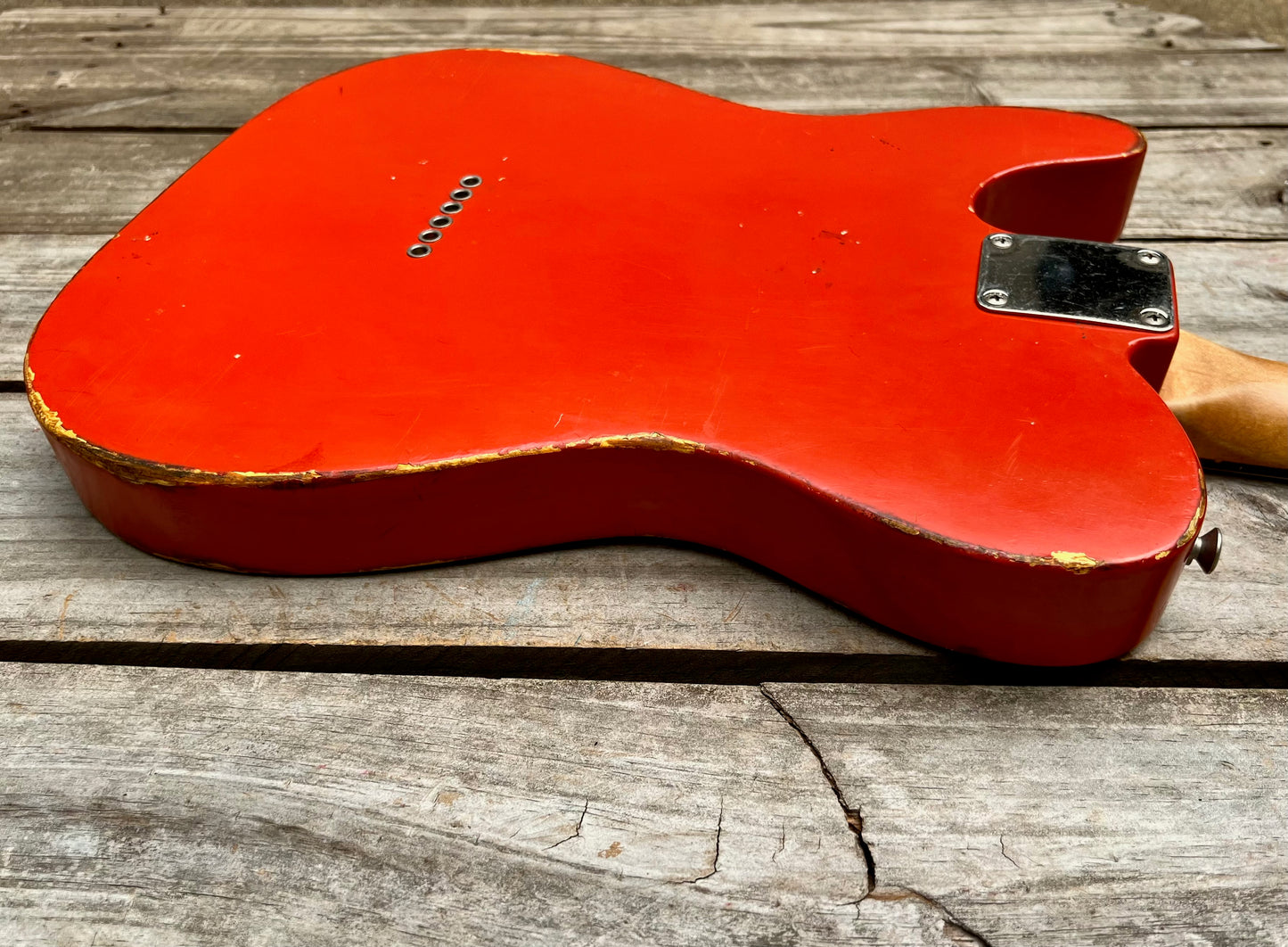 NEW Danocaster Single Cut Faded Fiesta Red