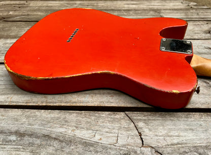 NEW Danocaster Single Cut Faded Fiesta Red
