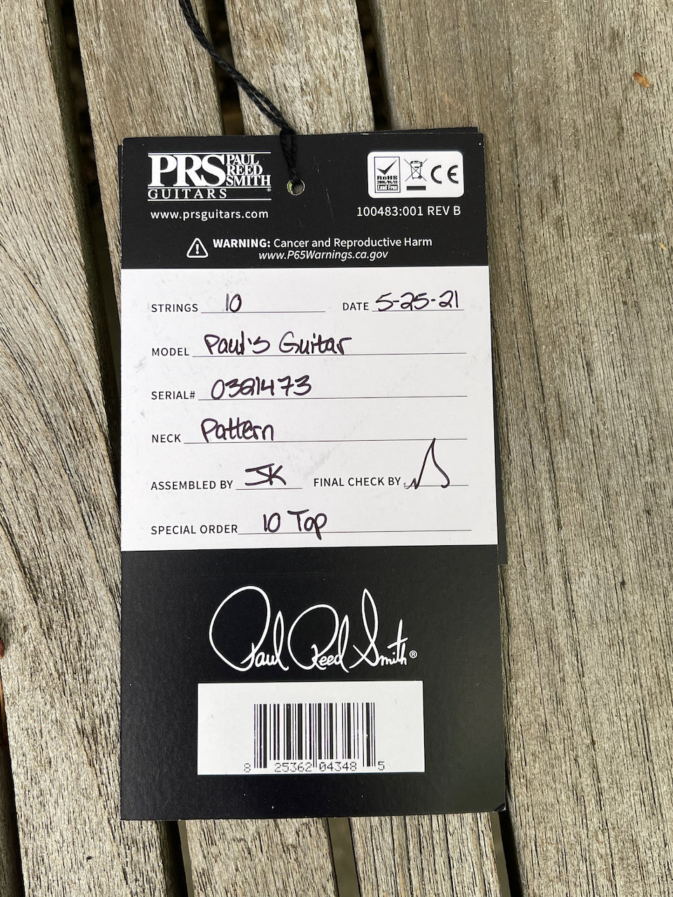 Paul Reed Smith PRS Paul's Guitar Violet Blue Burst 10 Top