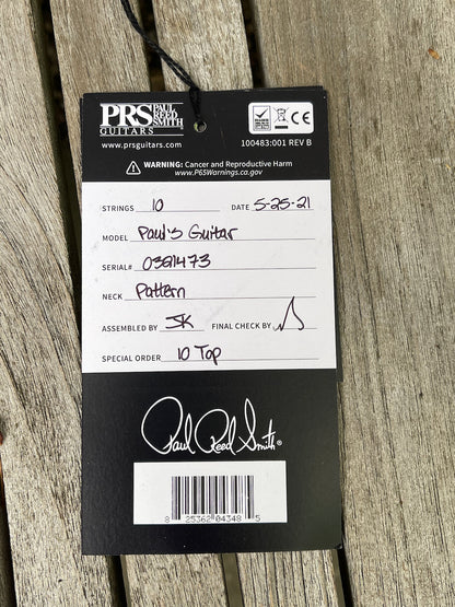 Paul Reed Smith PRS Paul's Guitar Violet Blue Burst 10 Top