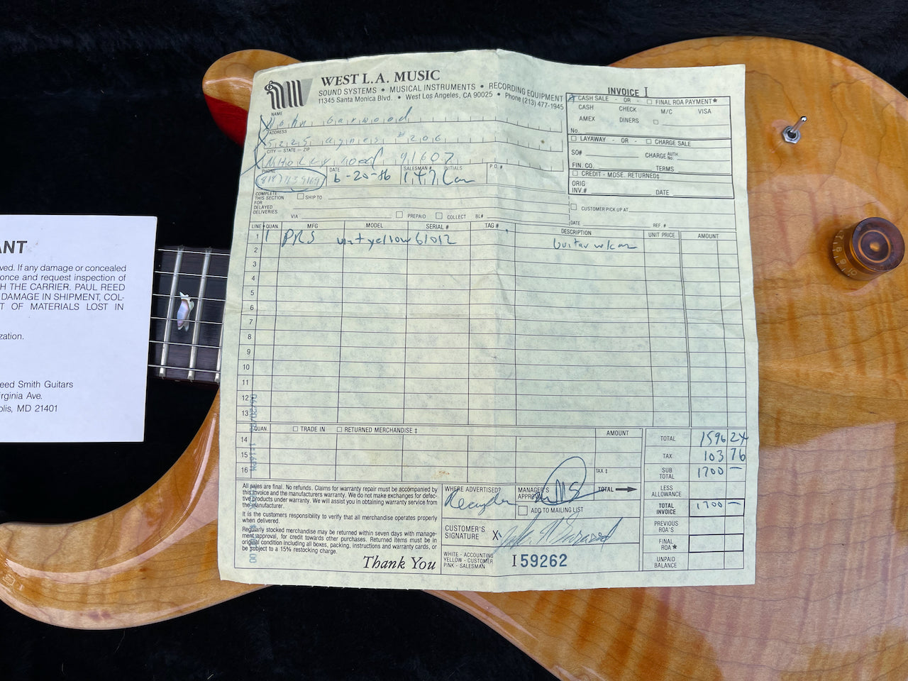 1986 Paul Reed Smith PRS Custom 24 Vintage Yellow