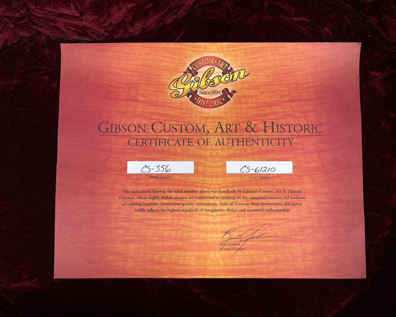 2006 Gibson Custom Shop CS-356 Vintage Sunburst