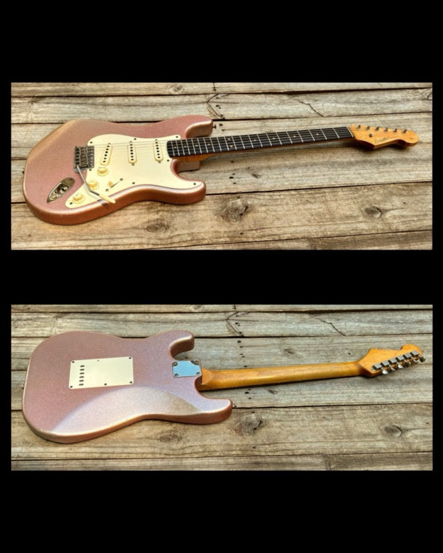 NEW Danocaster Double Cut Pink Champagne Sparkle with Rocketfire 60s pickups