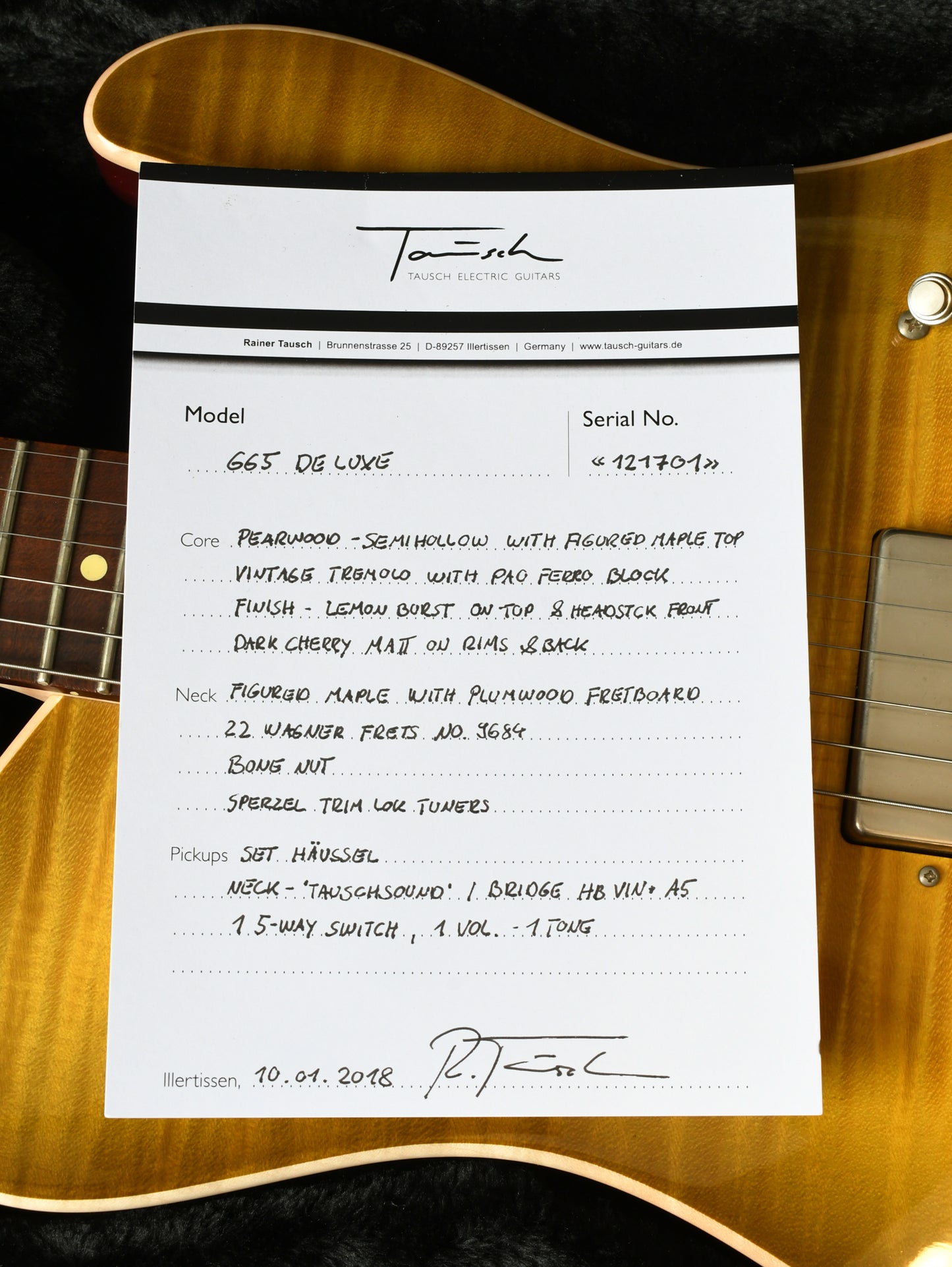 2018 Tausch 665 Deluxe Lemon Burst