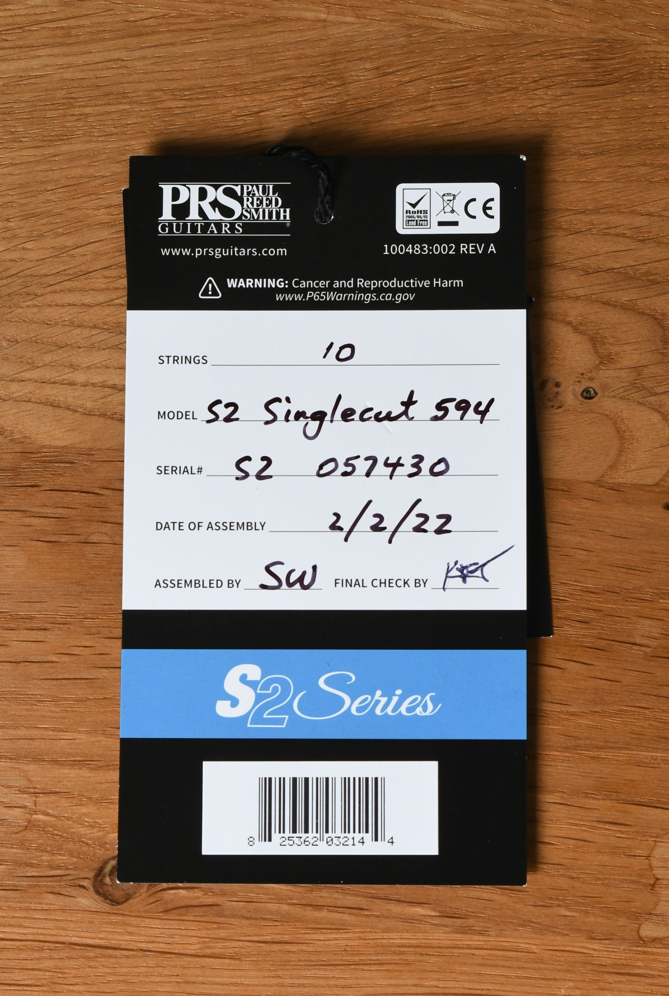 Paul Reed Smith PRS S2 McCarty 594 Singlecut McCarty Sunburst