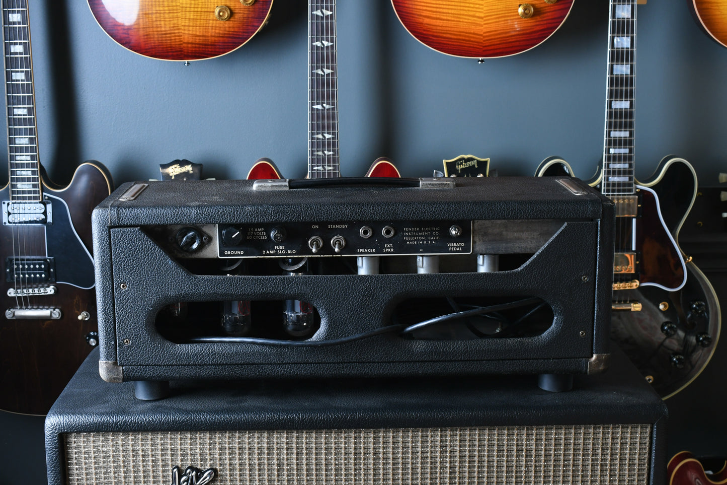 1964 Fender Tremolux Blackface Pre-CBS Vintage Piggyback Amplifier AB763