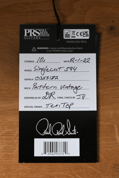 Paul Reed Smith PRS McCarty Singlecut 594 10 Top Dark Cherry Sunburst